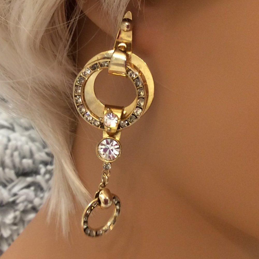 Kirks Folly Vintage Gold & Rhinestone earrings